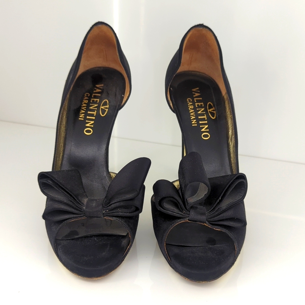 Valentino Garavani Black Satin High Healed Shoes